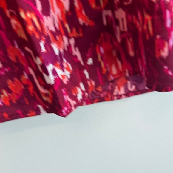 THML Burgundy Breanna Abstract Print Blouse Puff Sleeve - Picture 4 of 10